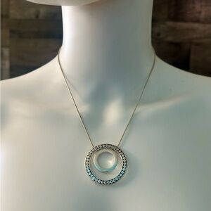 Brighton Retired Reversible Double Circle Silver Pendant Necklace